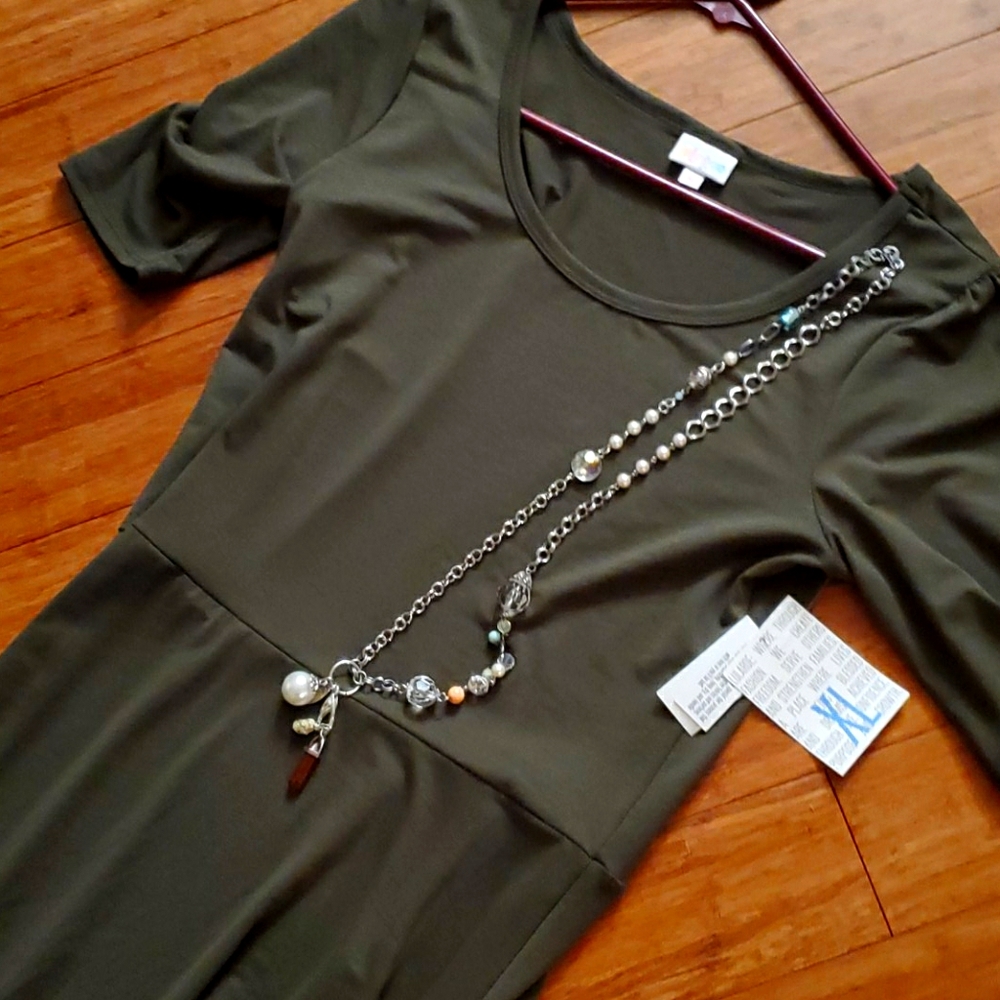 Xl ana dark green long dress lularoe